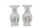 PAIR OF CHINESE FAMILLE ROSE PORCELAIN VASES