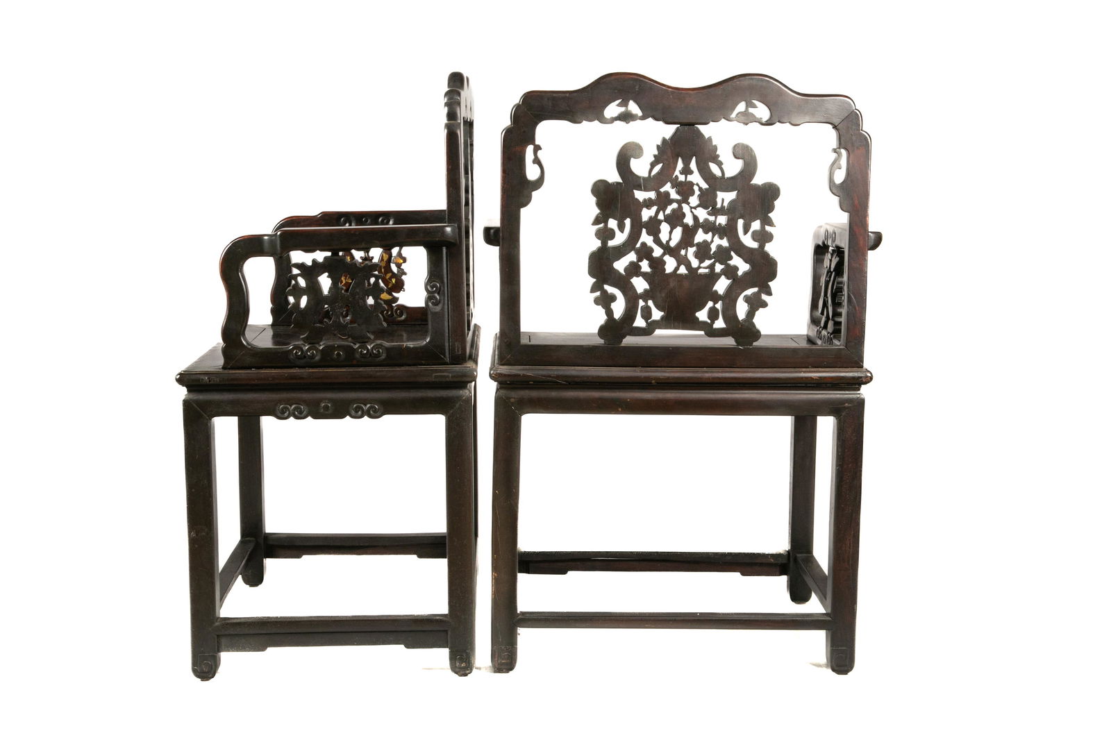 PAIR OF CHINESE MOTHER OF PEARL HARDWOOD CHAIRS (1 of 4)