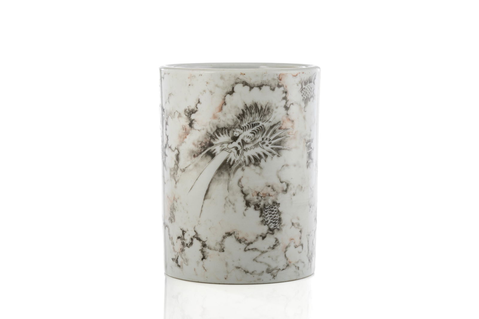 CHINESE GRISAILLE ENAMEL PORCELAIN BRUSHPOT (1 of 3)