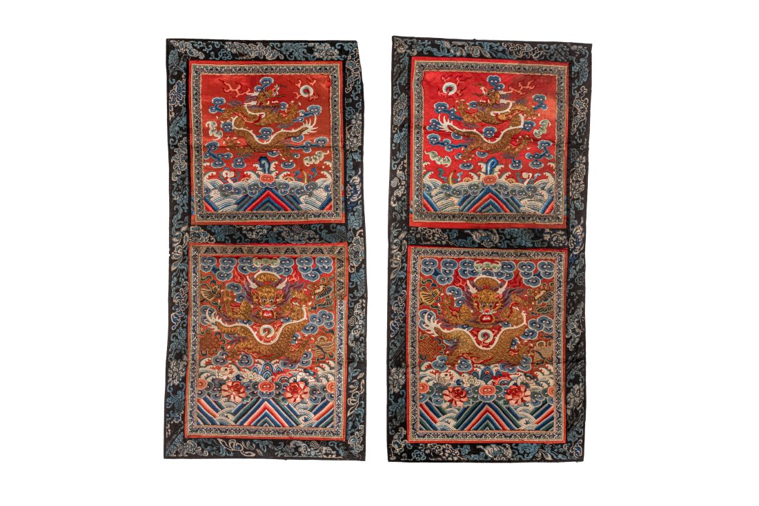 PAIR OF CHINESE SILK AND GILT EMBROIDERY PANELS (1 of 2)