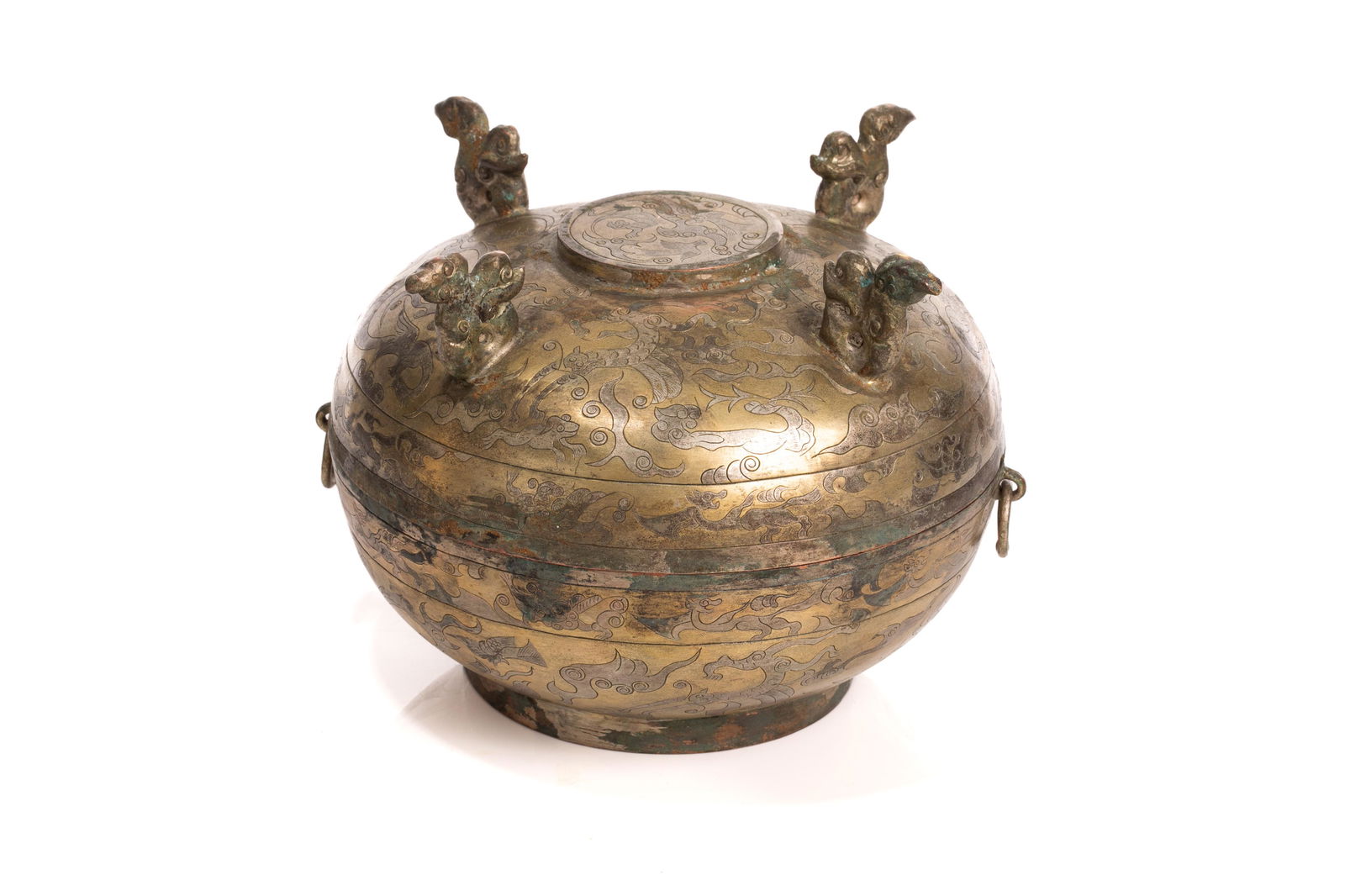 CHINESE BRONZE & SILVER DUI VESSEL (1 of 8)