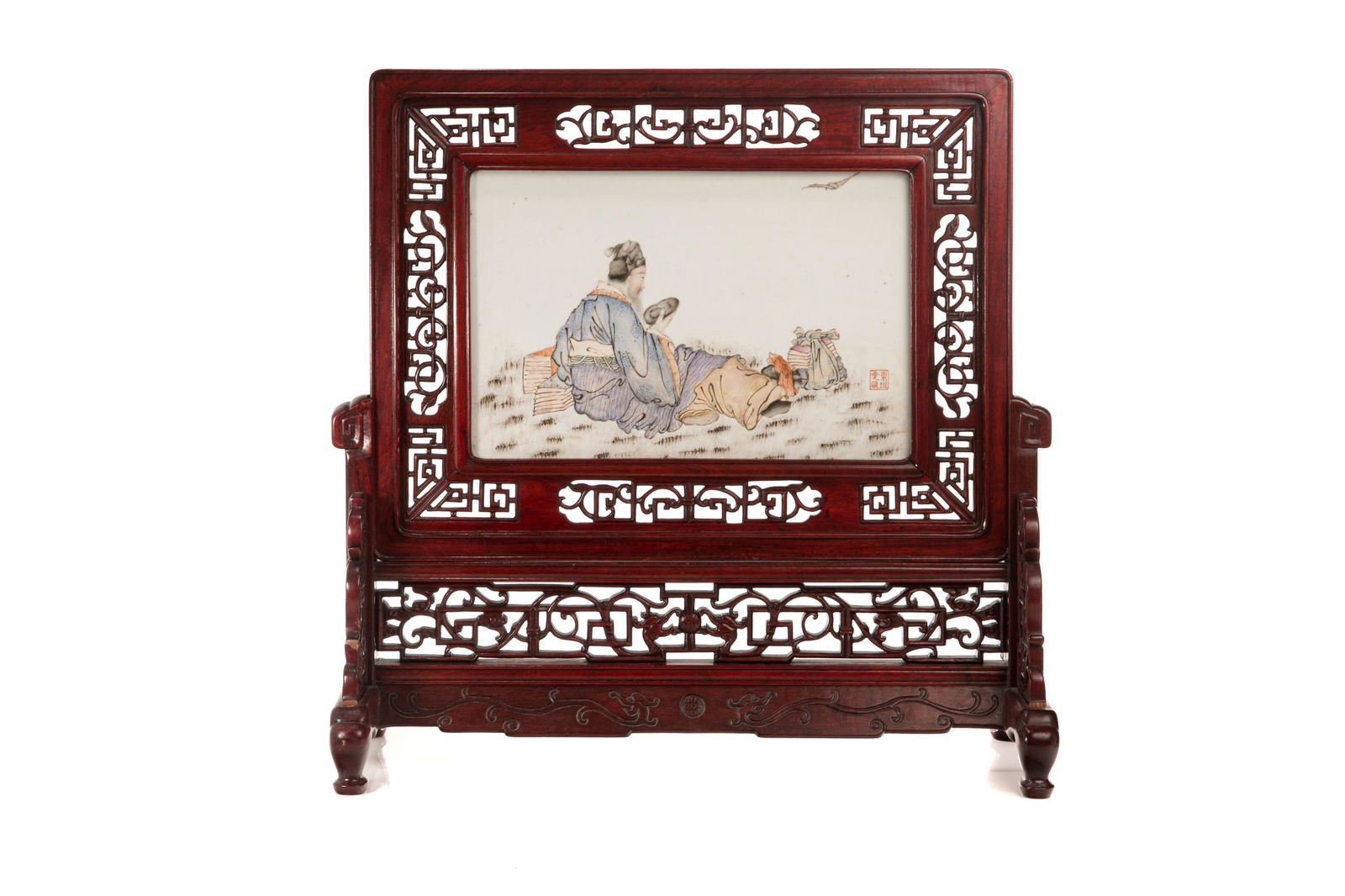 CHINESE PORCELAIN PLAQUE AS TABLE SCREEN (1 of 4)