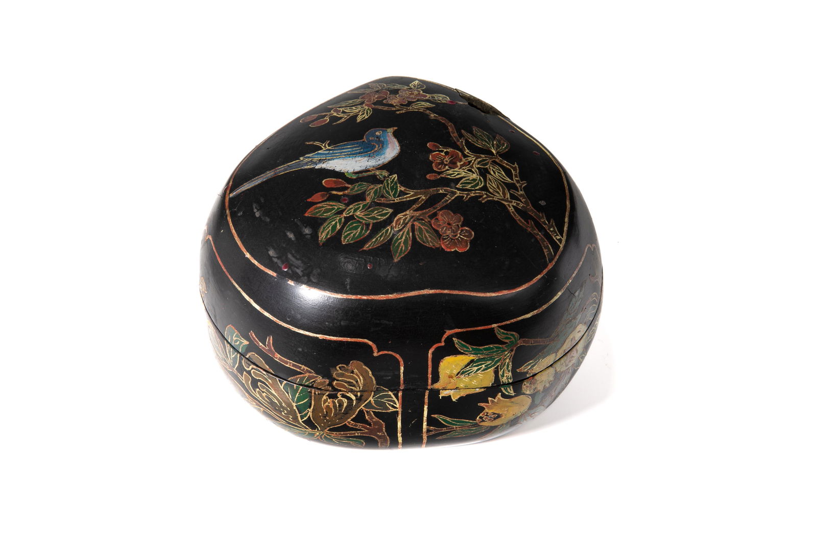 ANTQUE BLACK LACQUER PEACH BOX (1 of 5)