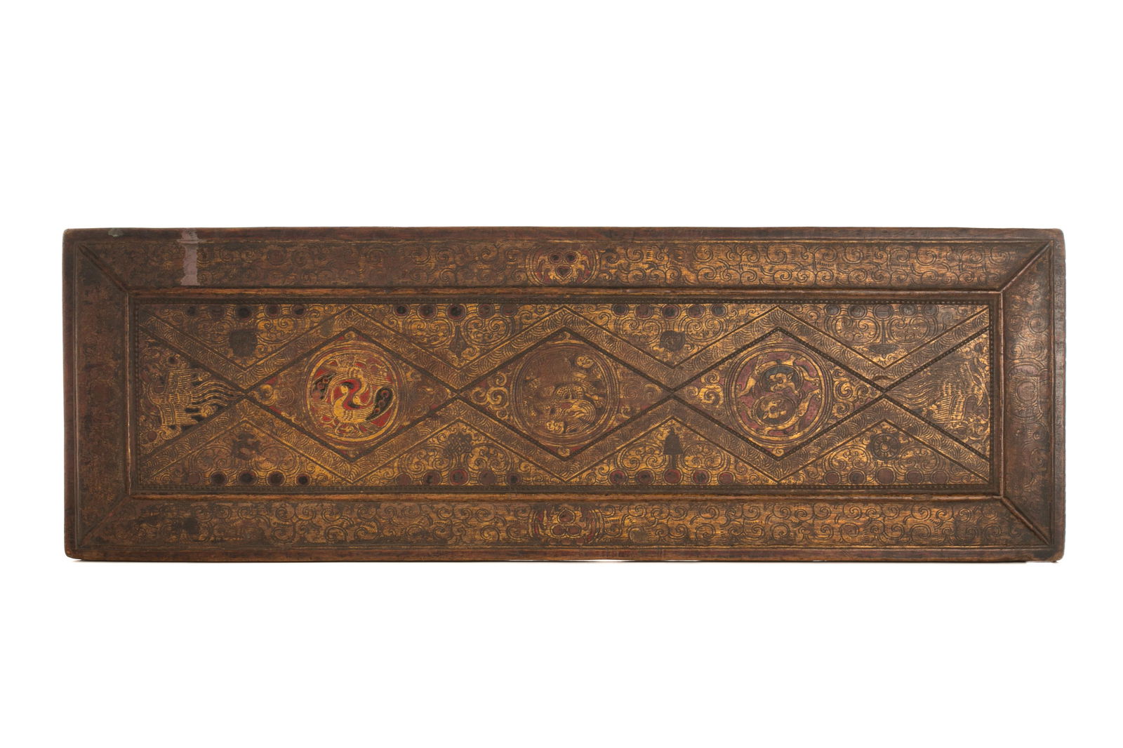 TIBETAN GILT AND PAINTED WOOD MANUSCRIPT COVER (1 of 4)