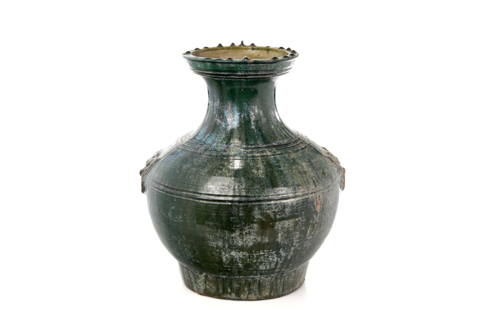 CHINESE HAN DYNASTY GREEN GLAZED POTTERY HU VASE (1 of 3)