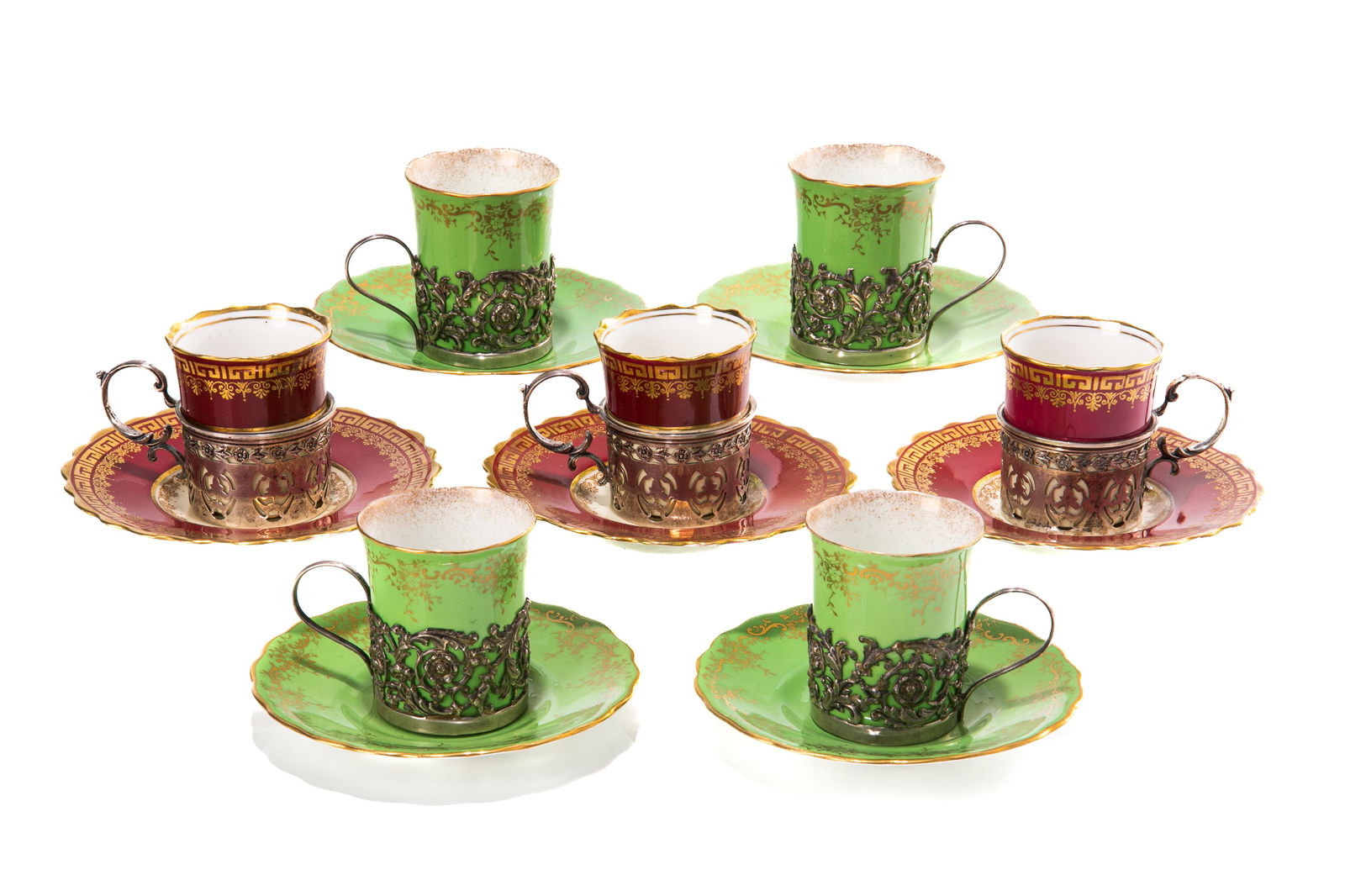 GROUP OF SILVER MOUNTED ENGLISH DEMITASSE CUPS (1 of 4)