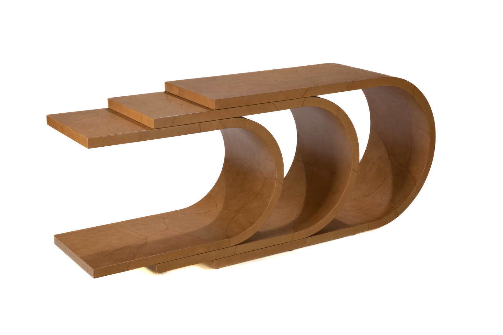 VINTAGE FAUX GOATSKIN VENEERED CONSOLE (1 of 2)