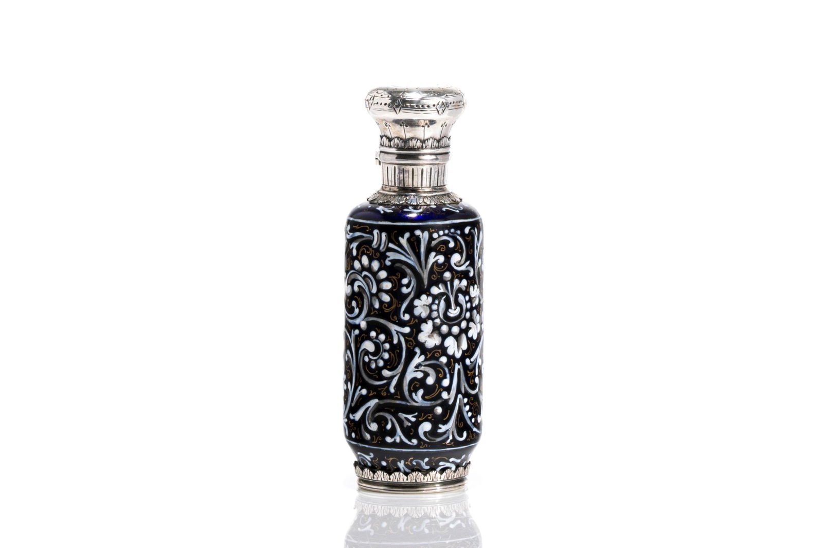 FRENCH SILVER MOUNTED ENAMEL SCENT BOTTLE (1 of 5)
