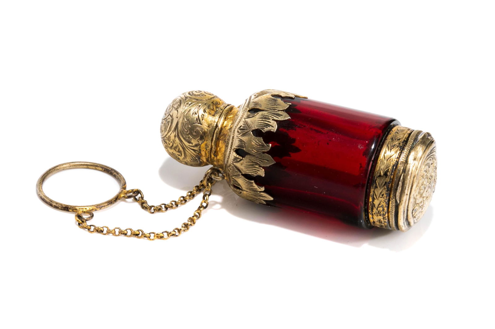 DOUBLE SIDED RUBY GLASS SCENT BOTTLE (1 of 5)