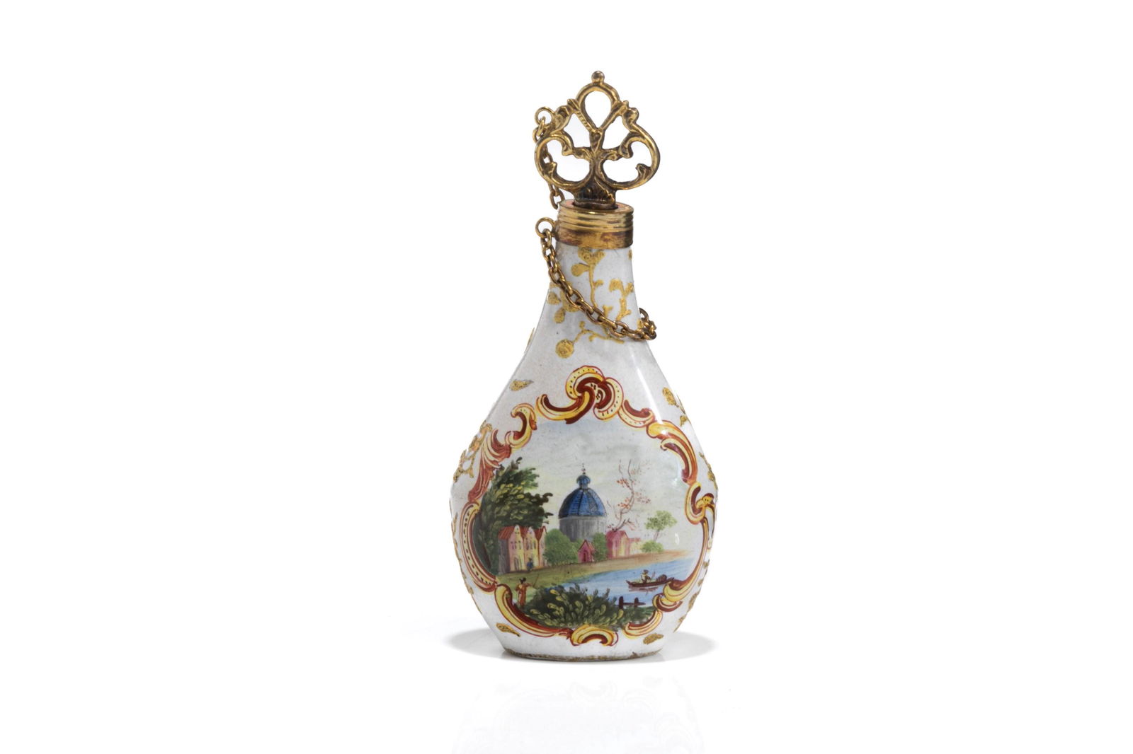 ENGLISH STAFFORDSHIRE ENAMEL SCENT BOTTLE (1 of 4)