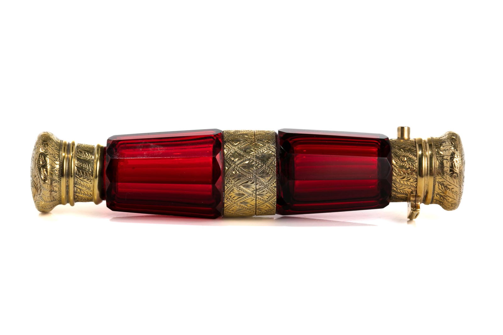 GILT SILVER VICTORIAN DOUBLE SIDED SCENT BOTTLE (1 of 3)