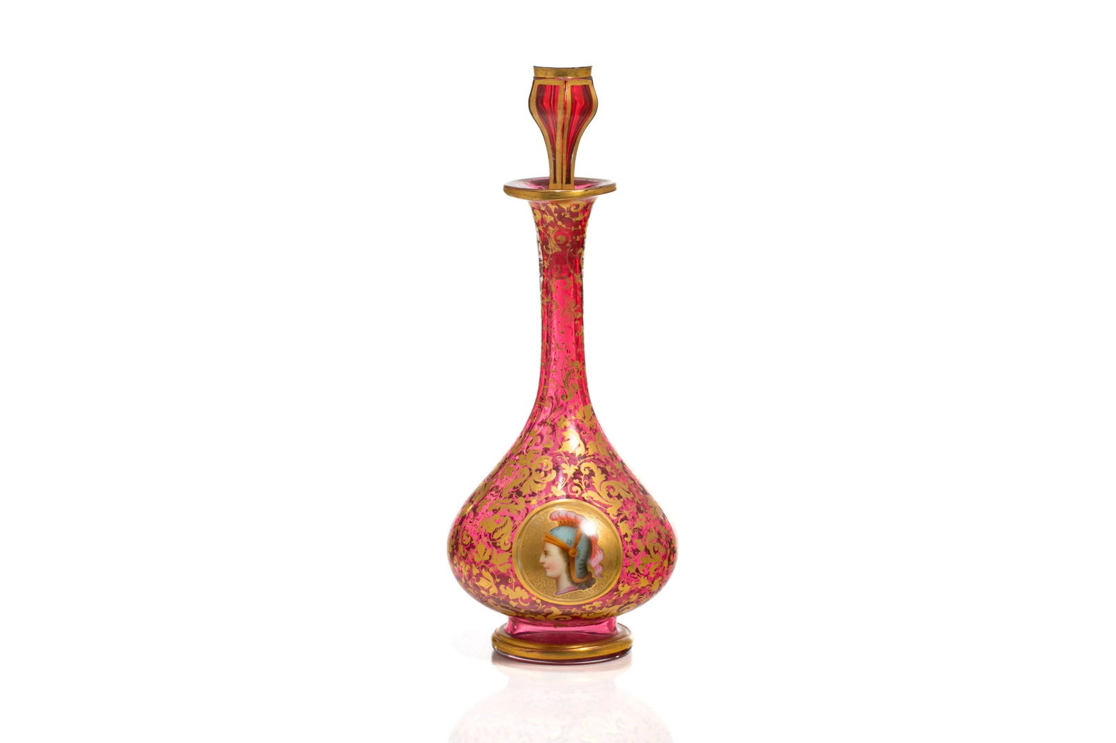 19th C BOHEMAIN CRANBERRY GLASS SCENT BOTTLE (1 of 4)