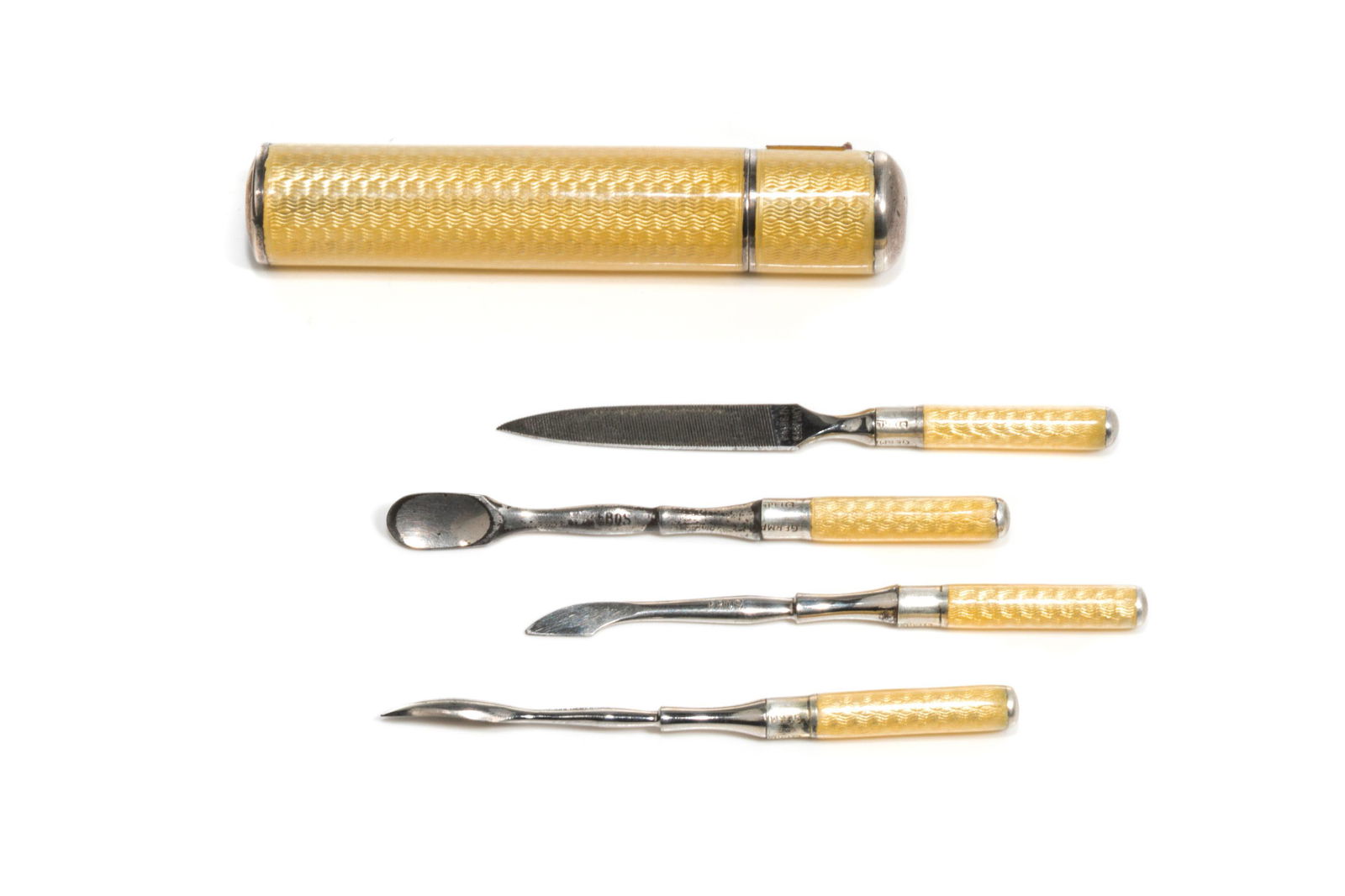 GERMAN SILVER & ENAMEL MANICURE SET (1 of 6)