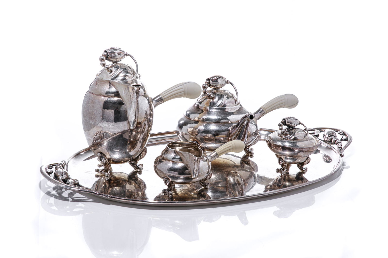 GEORGE JENSEN FIVE PC SILVER TEA & COFFEE SERVICE (1 of 6)