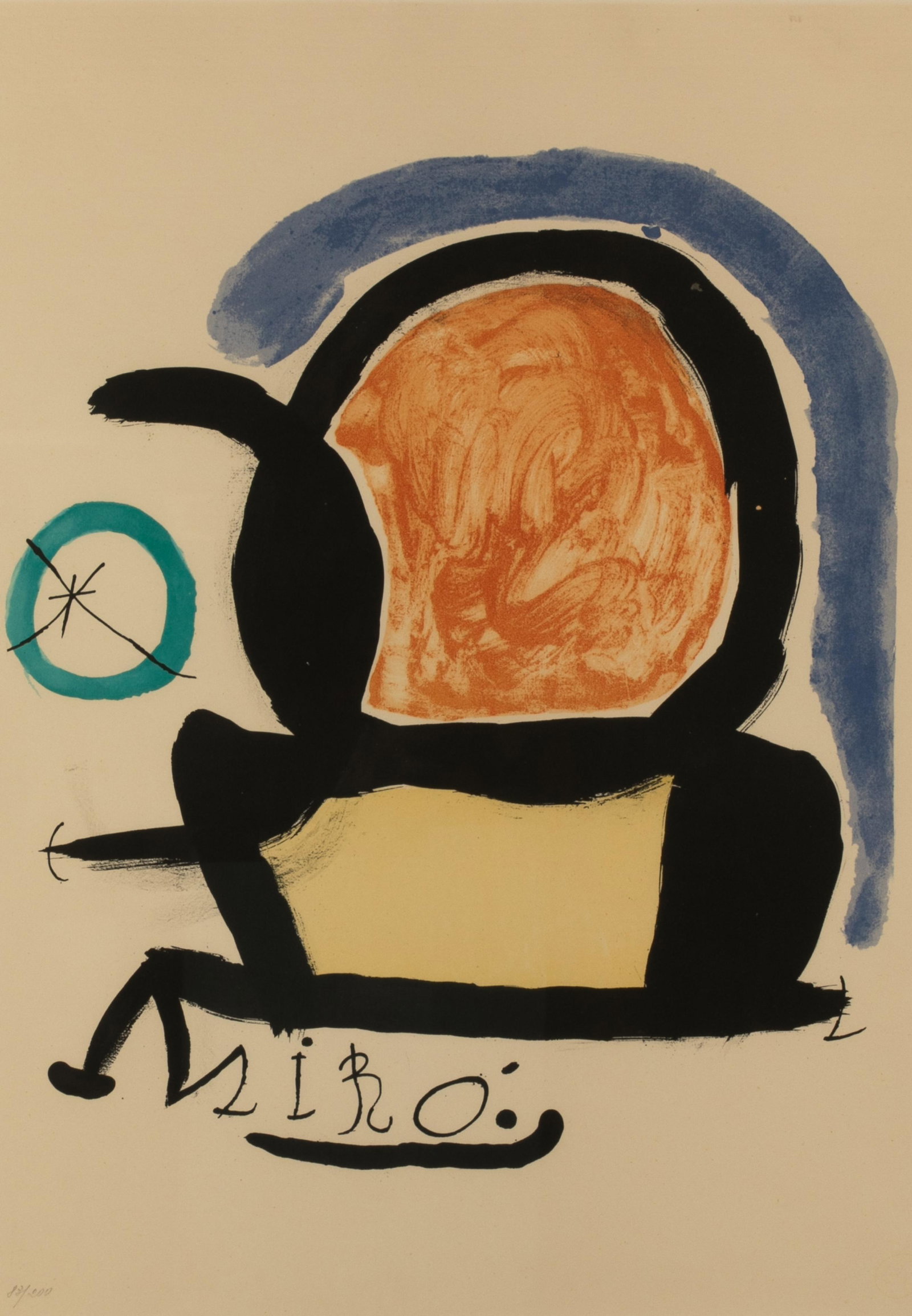 JOAN MIRO (Spanish, 1893Ã±1983): Tapis de Tarragona (1970) Lithograph on paper Numbered 83/200 in pencil Size: 28 3/4 x 20 3/4 in. (sight) | 38 3/4 x 303/4 in. (overall)