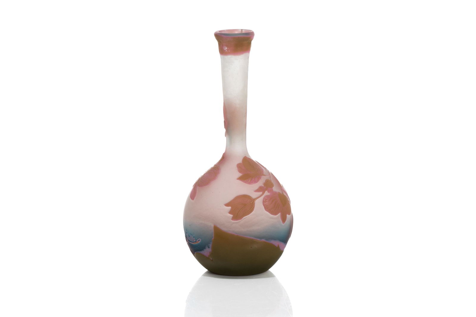 SMALL GALLE CAMEO GLASS BOTTLE VASE (1 of 4)