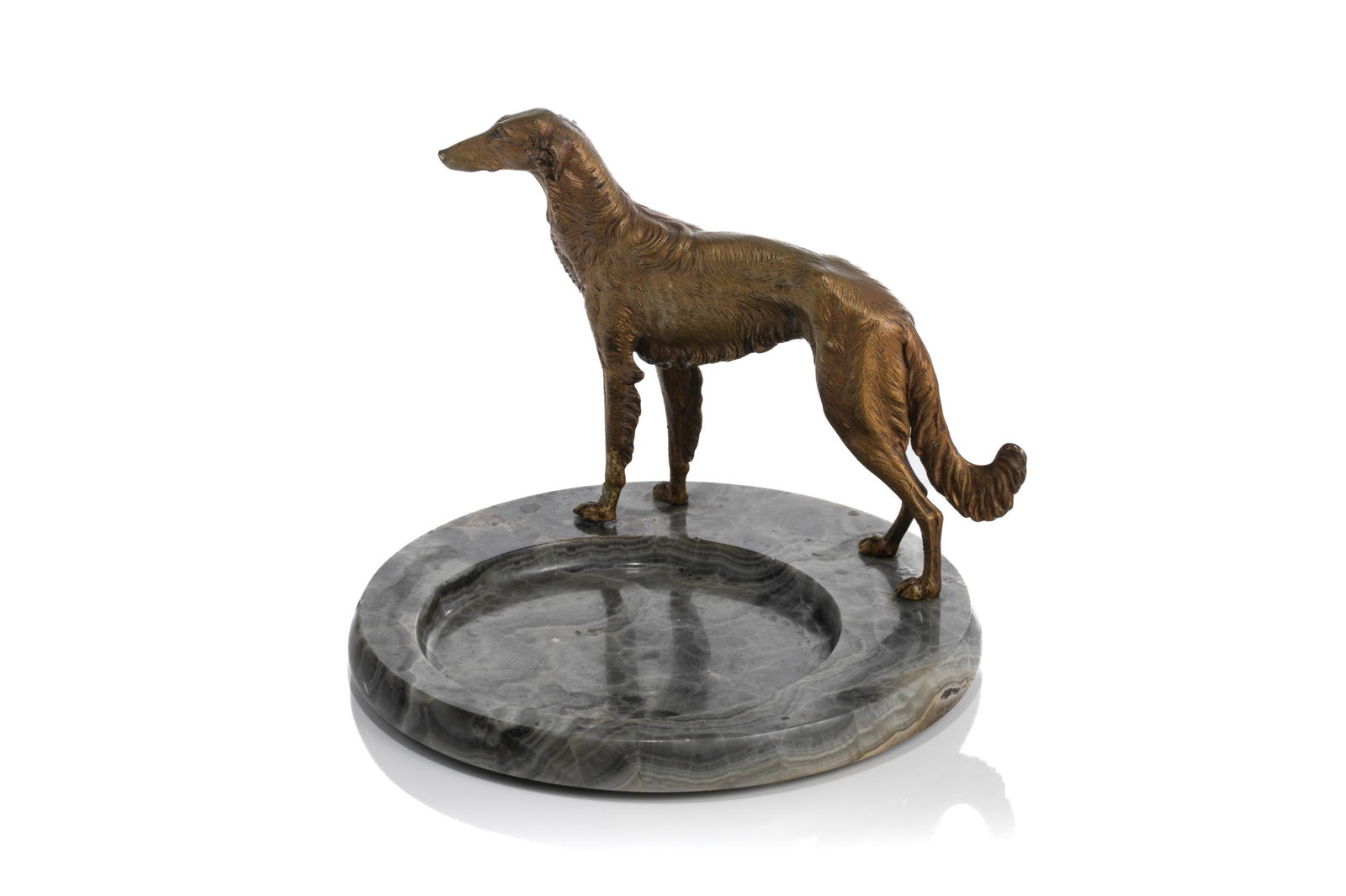 BERGMAN BRONZE BORZOI & AGATE VIDE POCHE (1 of 5)