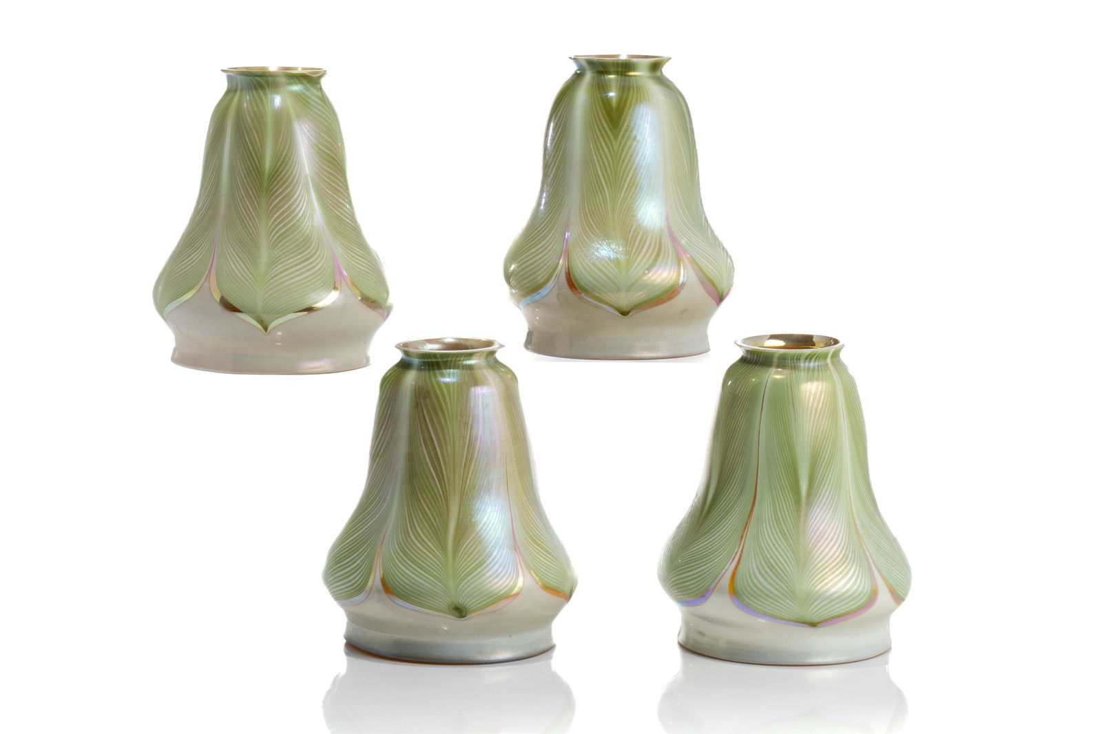 FOUR ART NOUVEAU GLASS SHADES (1 of 2)