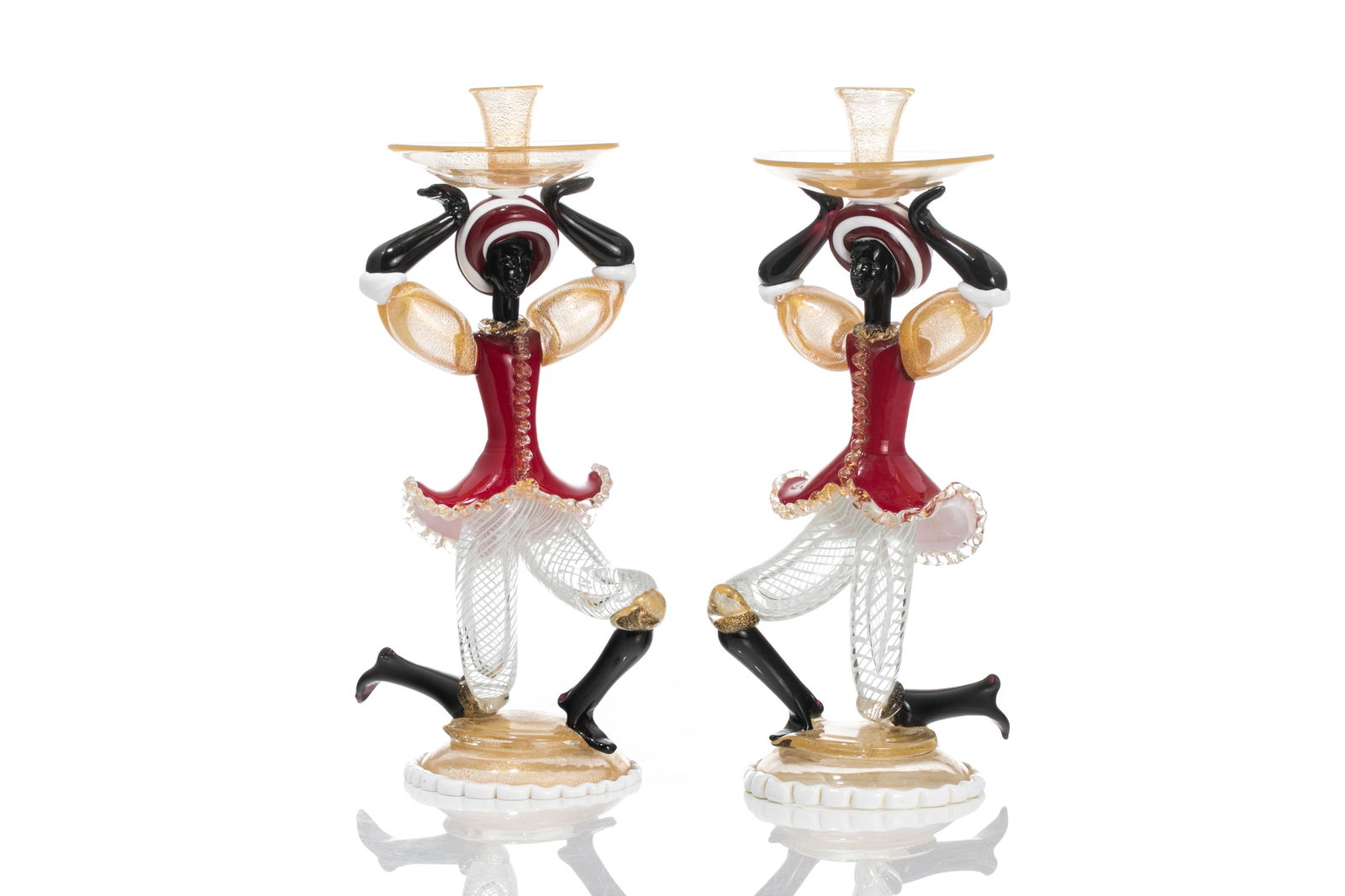 PAIR OF MURANO FIGURAL CANDLESTICKS (1 of 5)