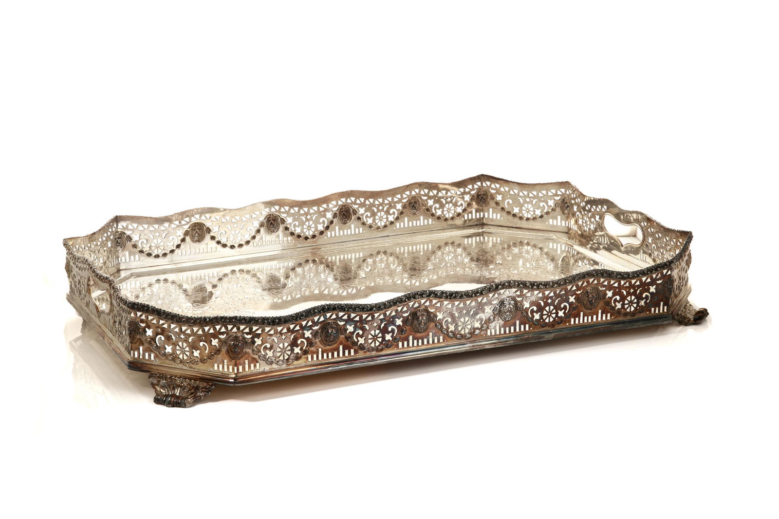 ENGLISH SILVERPLATED GALLERY TRAY (1 of 3)