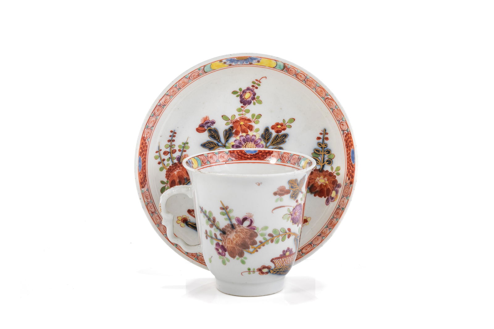 EARLY MEISSEN PORCELAIN CUP & SAUCER (1 of 4)