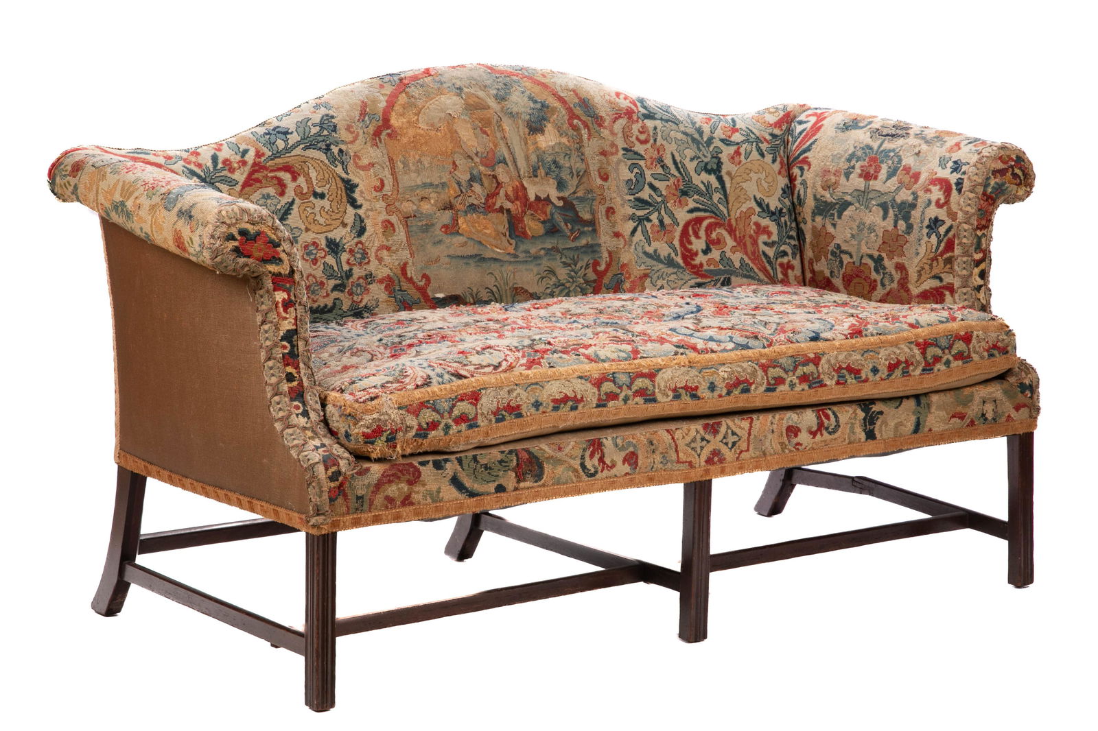 ANTIQUE NEEDLEWORK TAPESTY SETTEE (1 of 1)