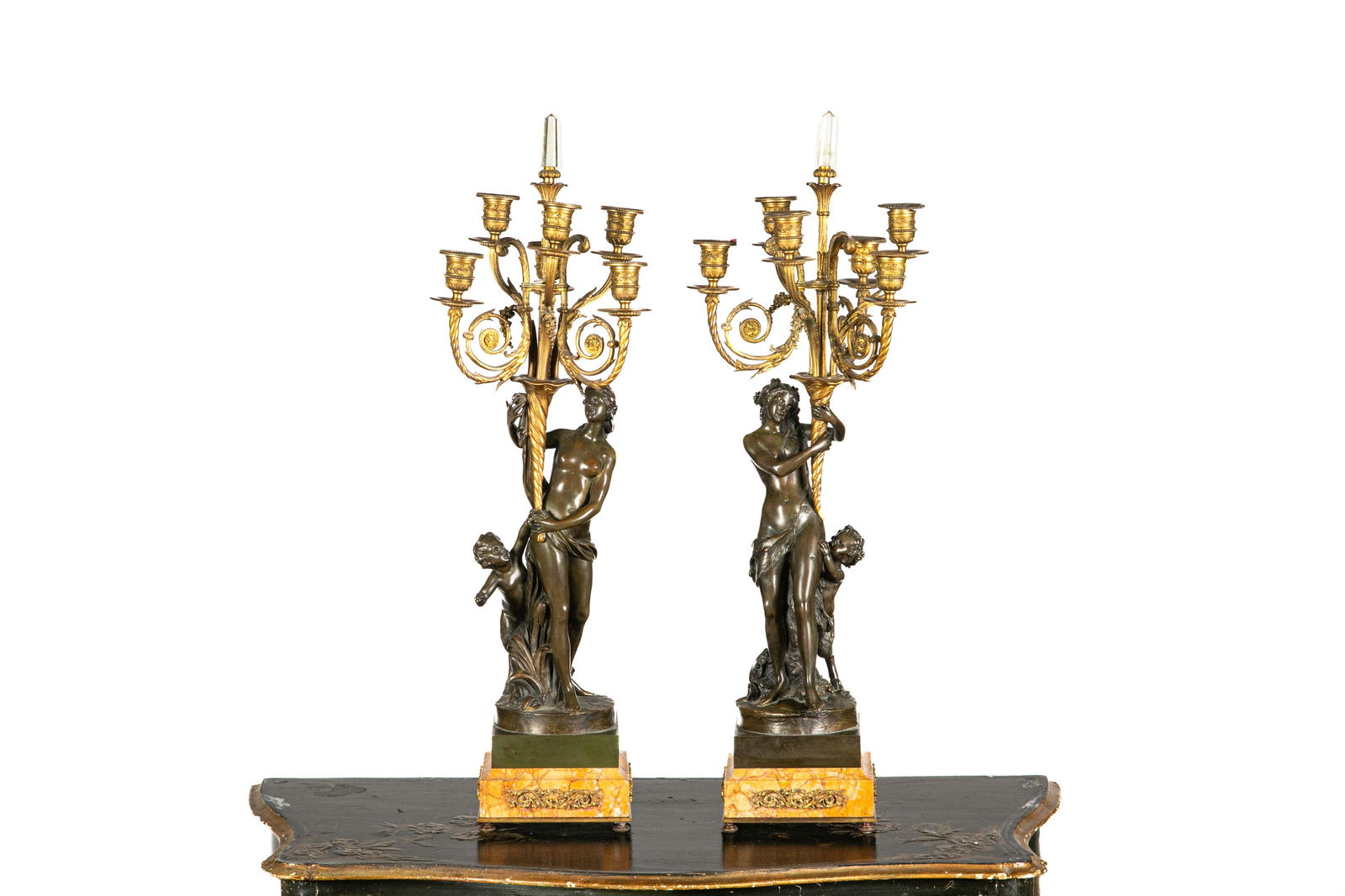 PAIR OF 19th C FRENCH GILT BRONZE CANDELABRA (1 of 5)