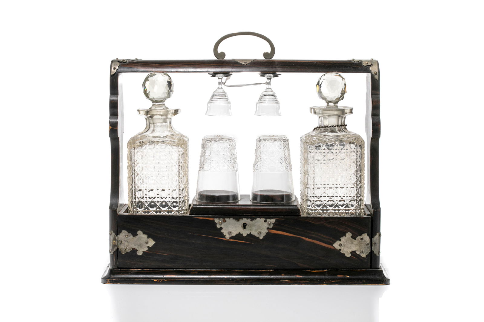 ENGLISH TWO-BOTTLE ROSEWOOD TANTALUS (1 of 8)