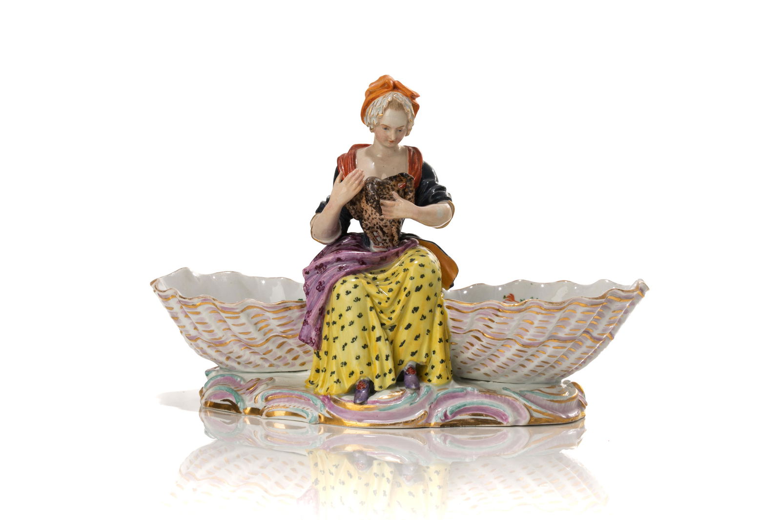 19th C MEISSEN PORCELAIN FIGURAL SWEET MEAT DISH (1 of 4)