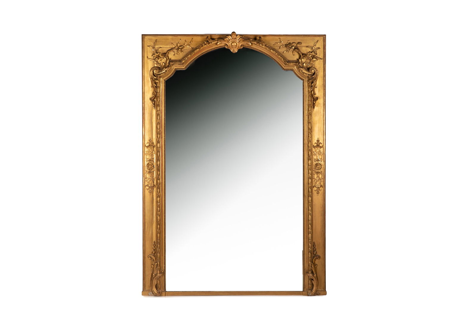 ANTIQUE FRENCH CARVED GILTWOOD OVER MANTLE MIRROR (1144) on Jan 17