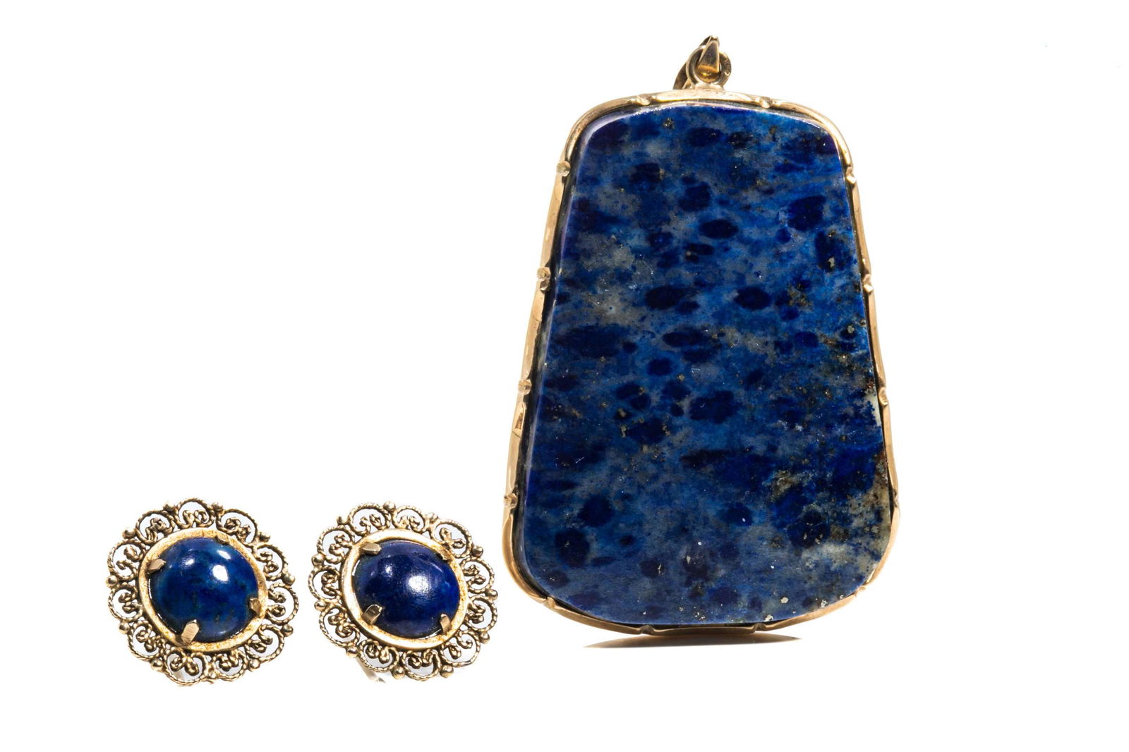 LAPIS LAZULI PENDANT AND EARRINGS, 33g (1 of 8)