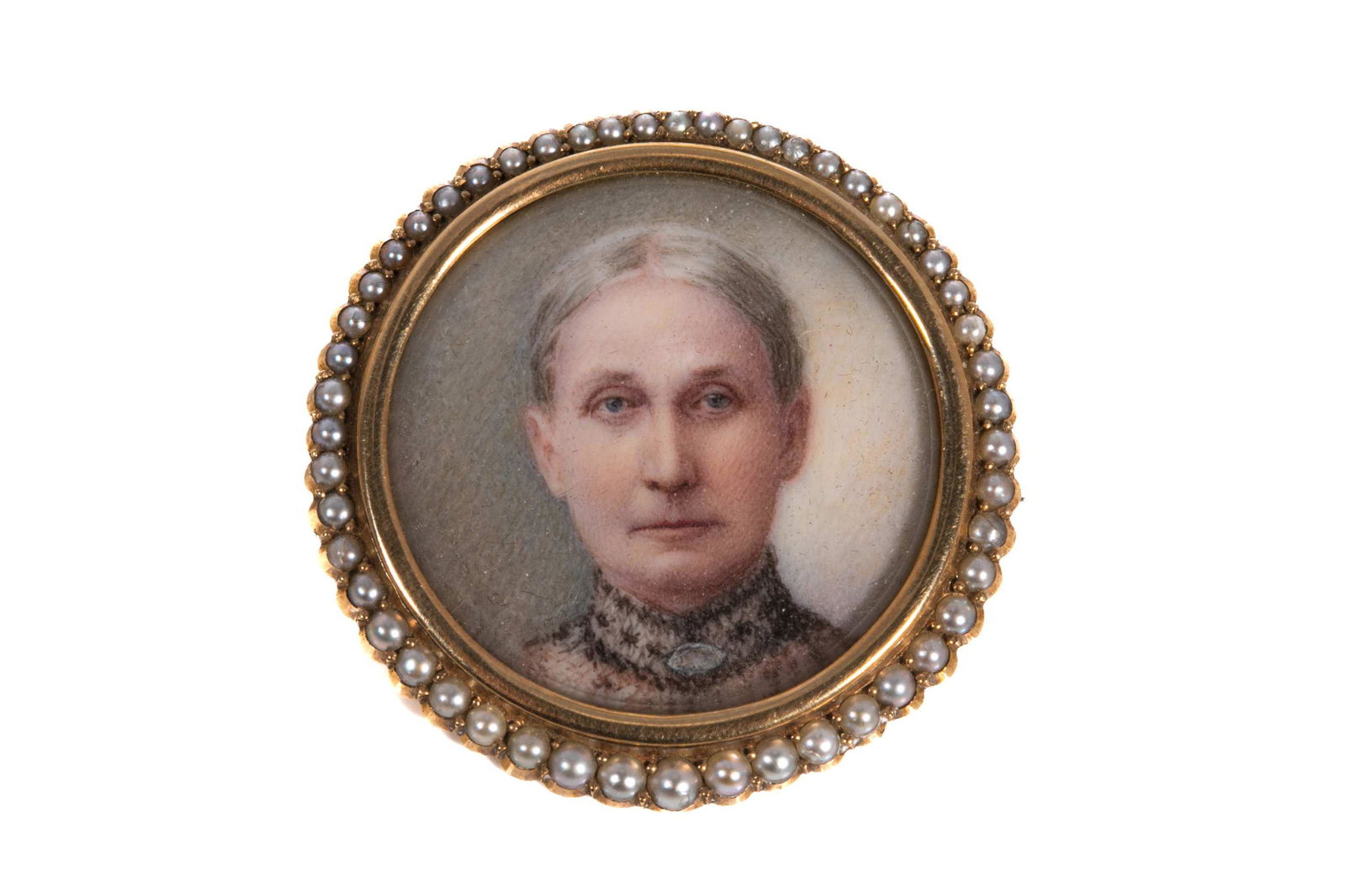 ANTIQUE 14K GOLD PORTRAIT PENDANT BROOCH, 10g (1 of 4)