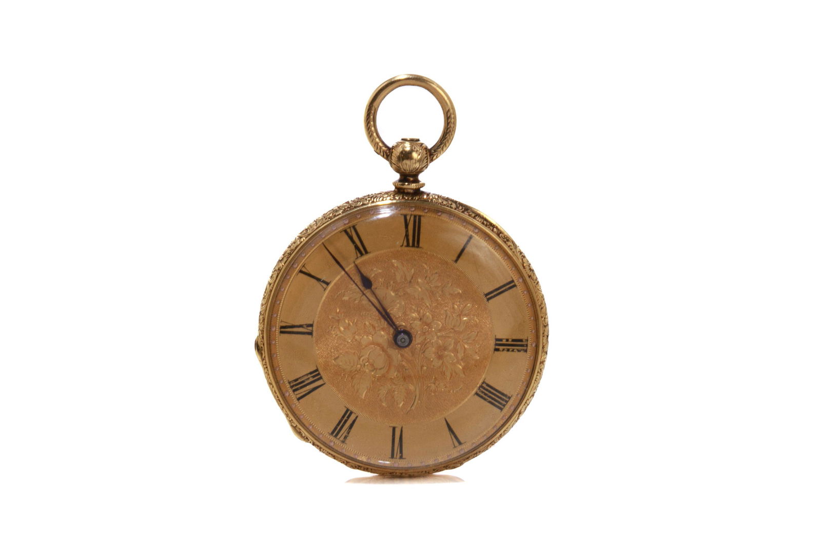 18K GOLD & ENAMEL ENGLISH LADIES POCKETWATCH, 32g (1 of 3)