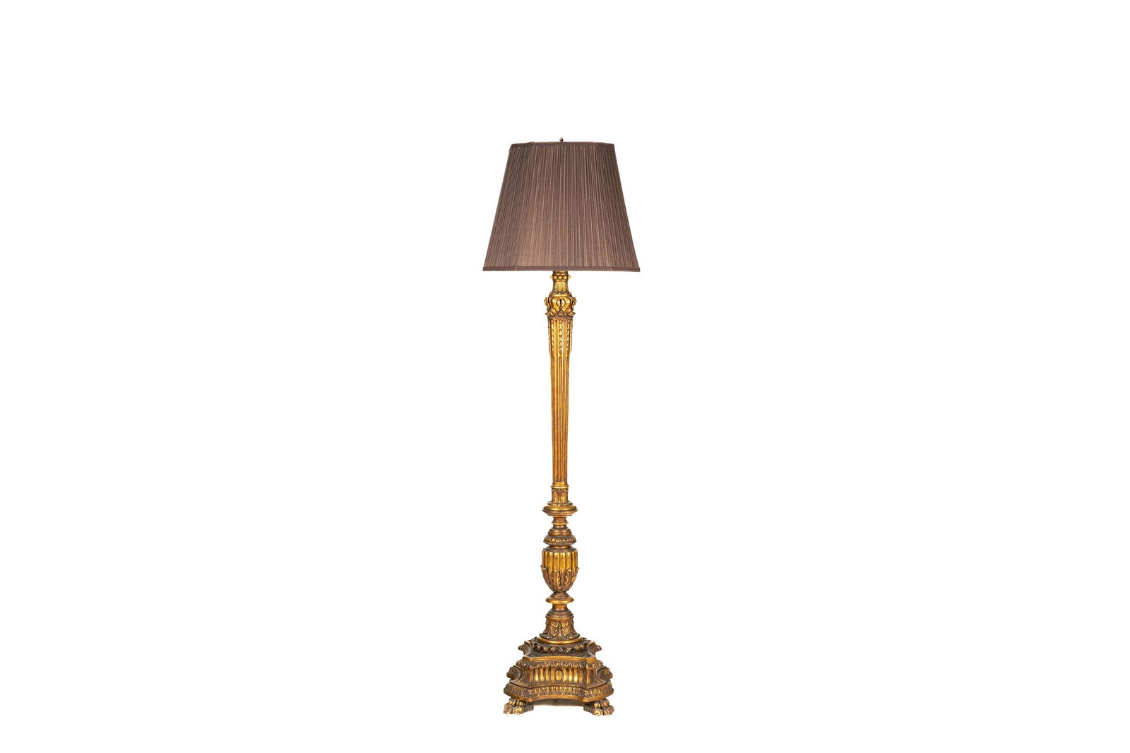 CARVED GILT WOOD COLUMN FLOOR LAMP (1 of 3)