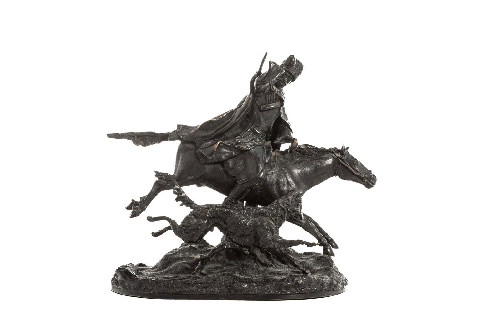 FINE RUSSIAN BRONZE OF A RIDER ON HORSEBACK (1 of 5)