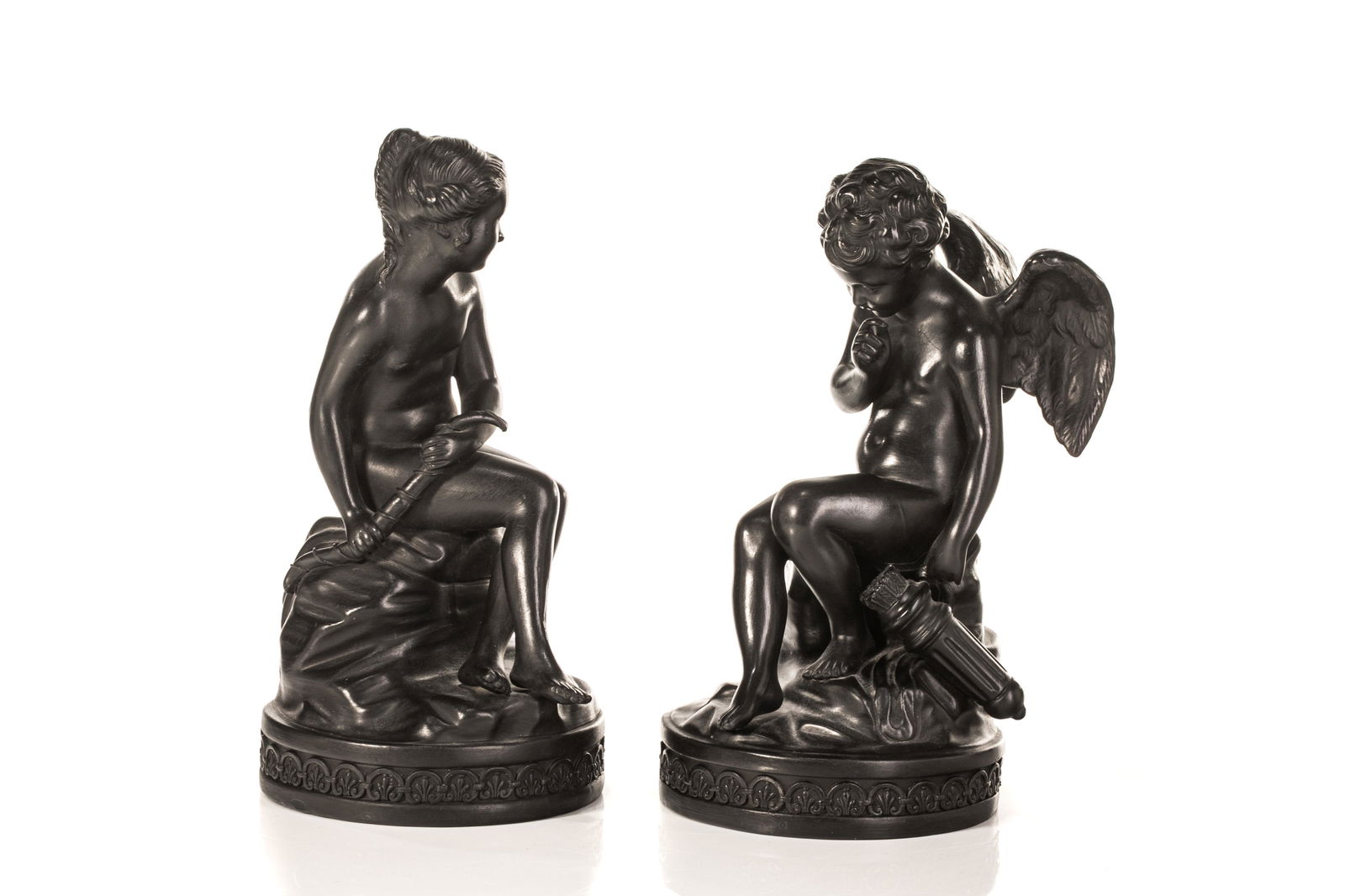 19th C WEDGWOOD BLACK BASALT CUPID AND PSYCHE (1 of 6)