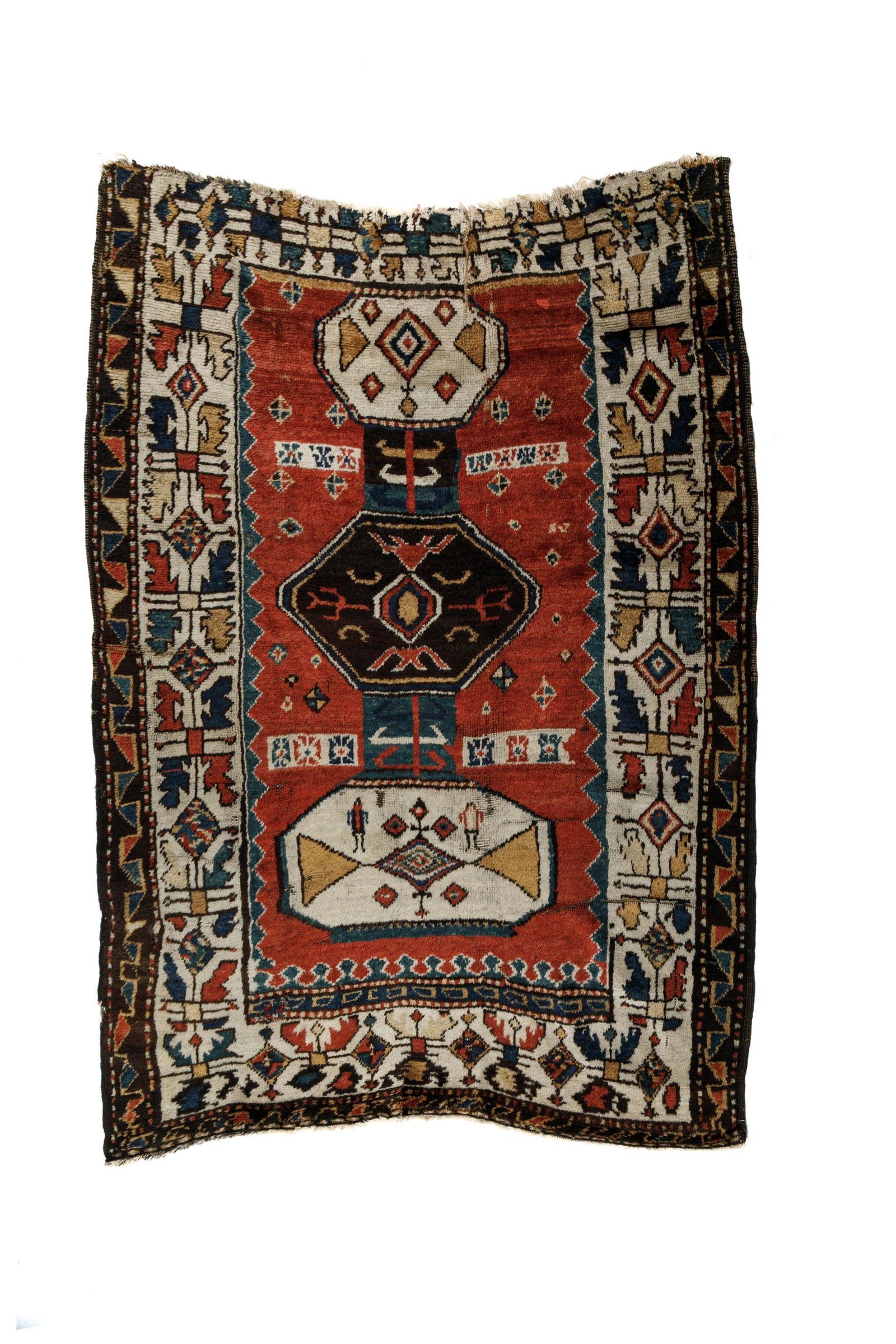 UNUSUAL FIGURAL CAUCASIAN KAZAK RUG (1 of 4)