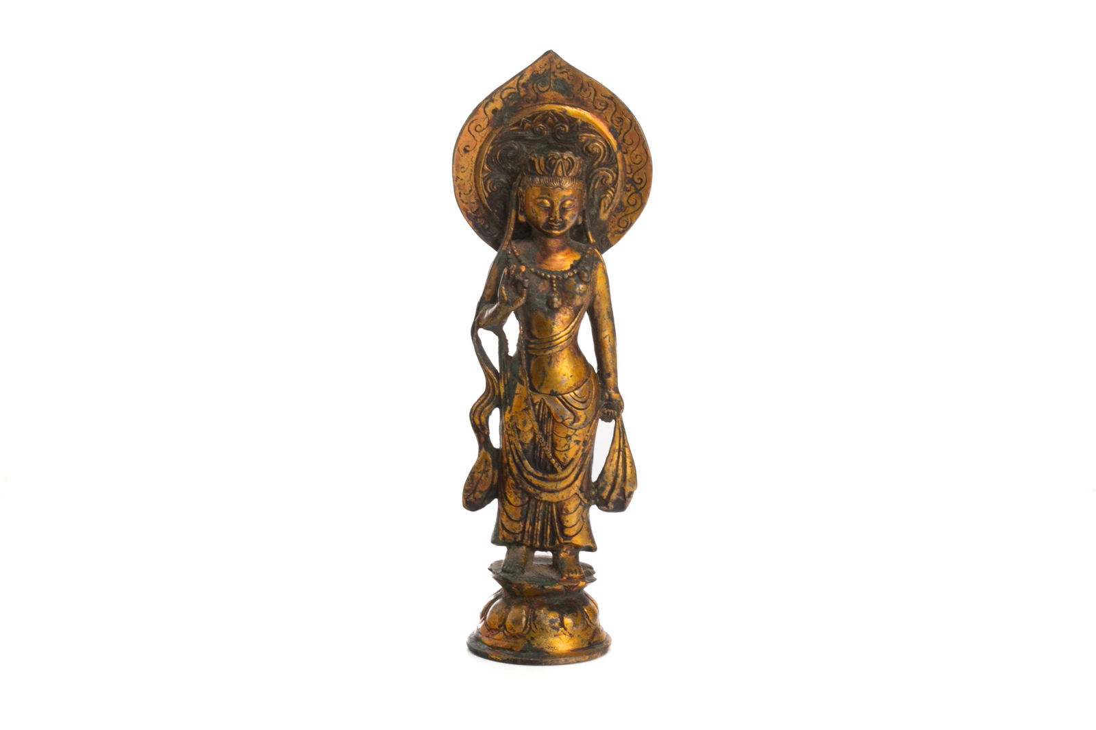 A JAPANESE GILT BRONZE STANDING BODHISATTVA STATUE (1 of 6)