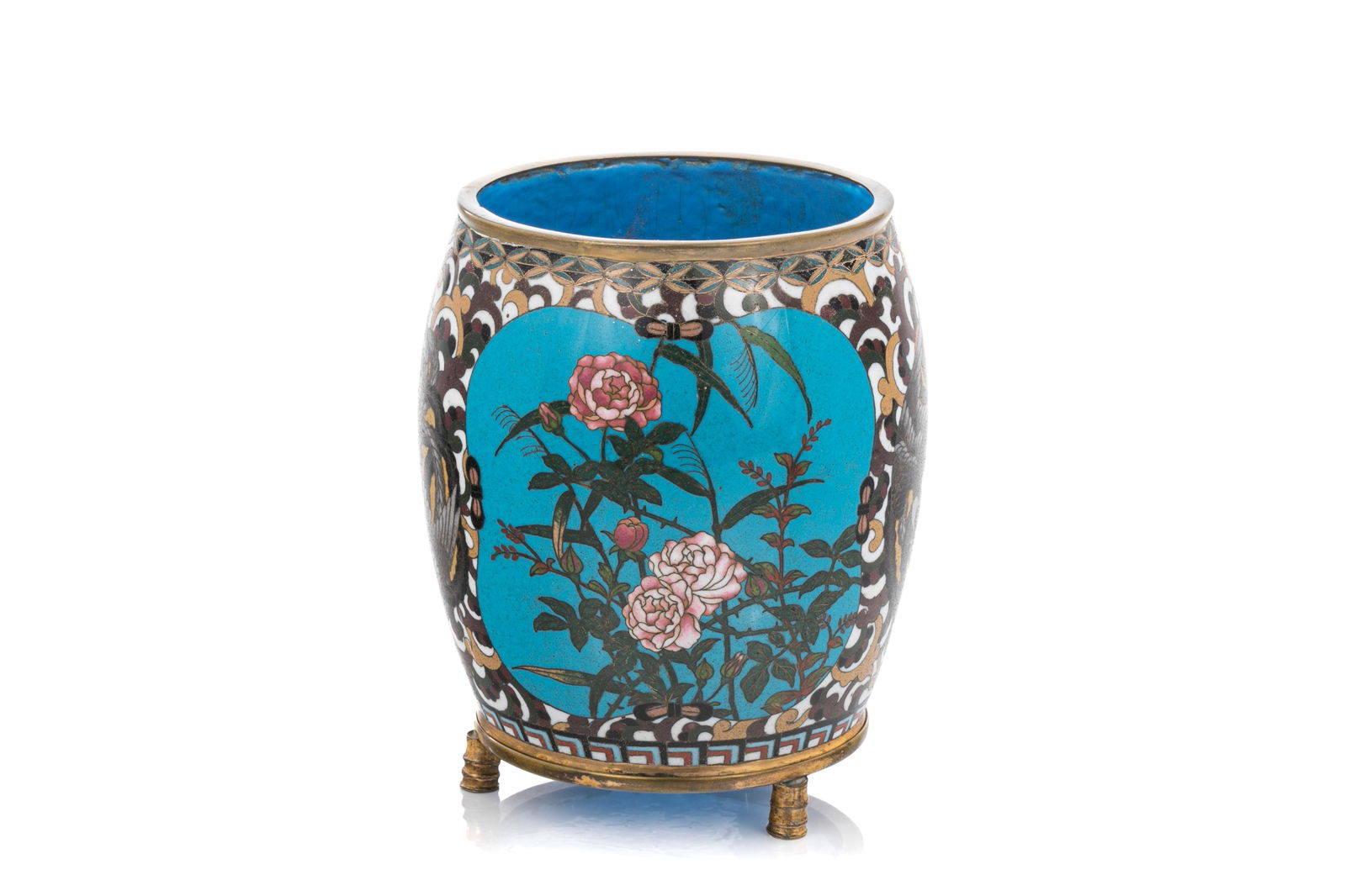 JAPANESE GILDED WIREWORK  CLOISONNE TRIPOD JAR (1 of 3)