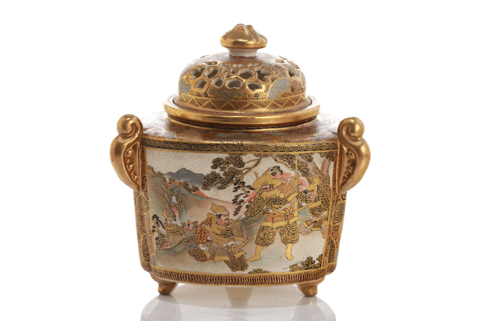 JAPANESE SATSUMA POTTERY COVERED CENSER (1 of 6)