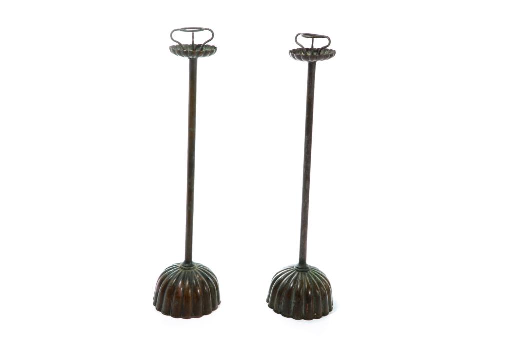EDO BRONZE CHRYSANTHEMUM ALTAR CANDLESTICKS (1 of 5)