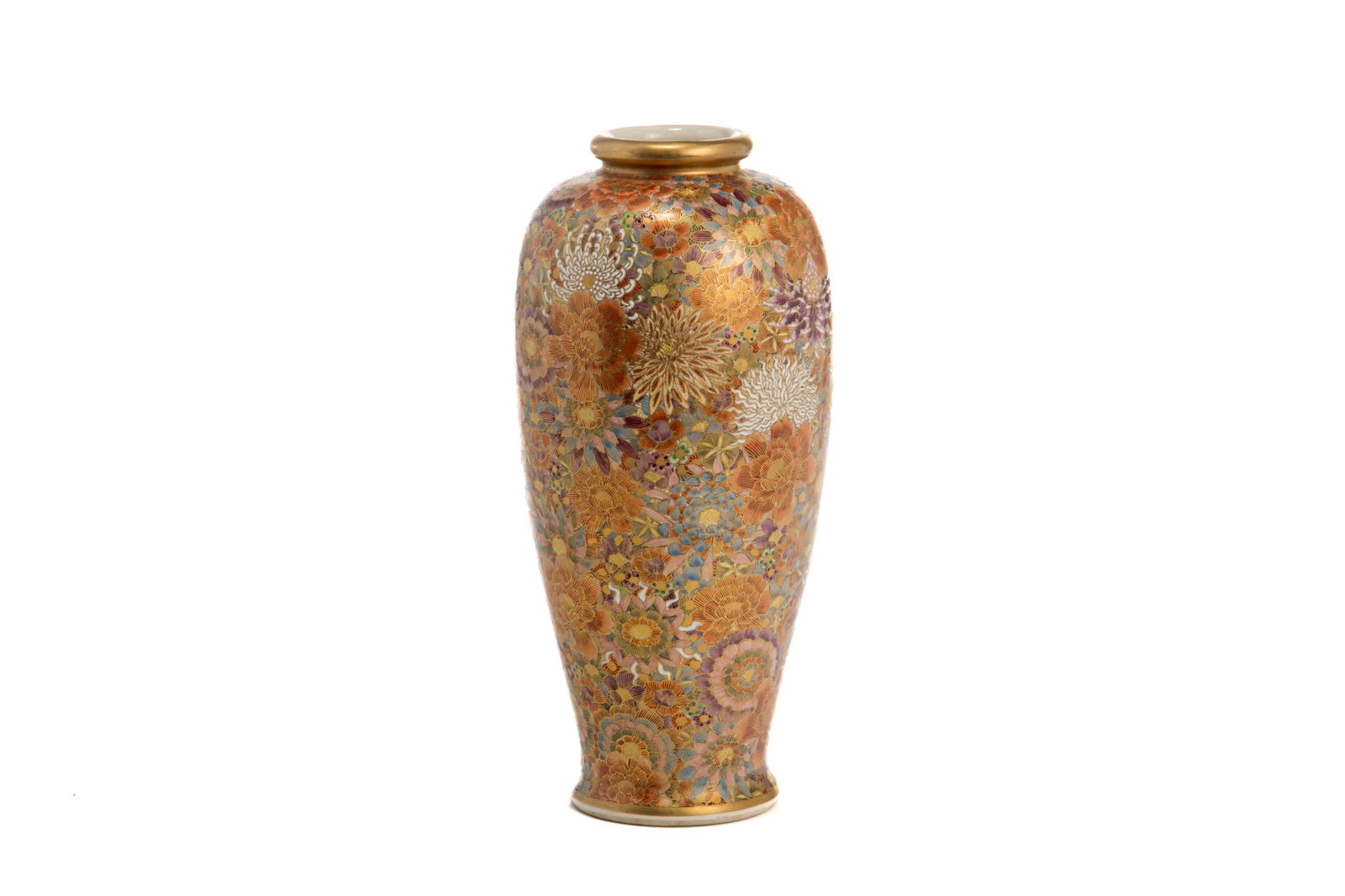 A JAPANESE MILLEFLEUR GILT SATSUMA POTTERY VASE (1 of 4)