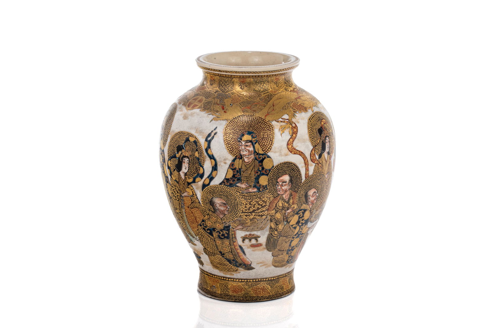 JAPANESE SATSUMA POTTERY VASE (1 of 4)