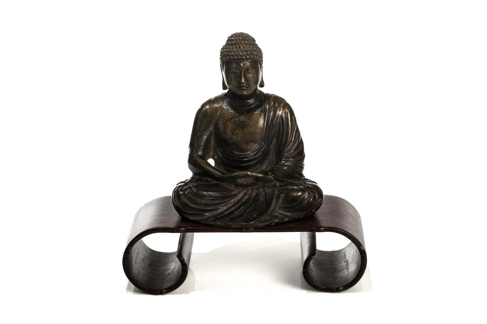 19th C JAPANESE BRONZE SEATED BUDDHA (1 of 2)
