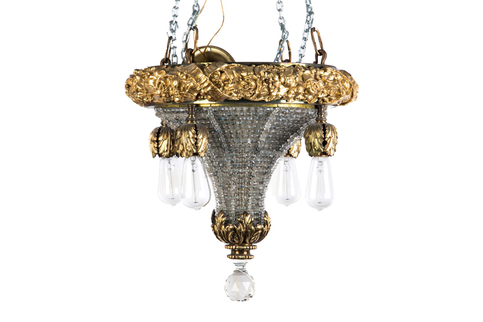 FRENCH BRONZE & FACETED BEADED GLASS FIXTURE (1 of 1)
