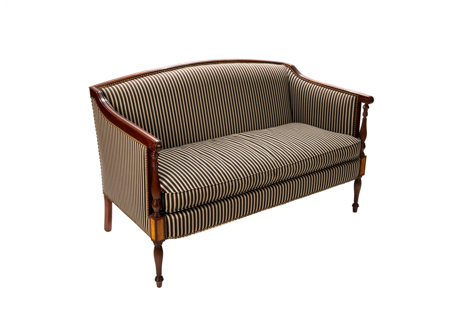 ENGLISH STRIPED UPHOLSTERED SETTEE (1 of 6)