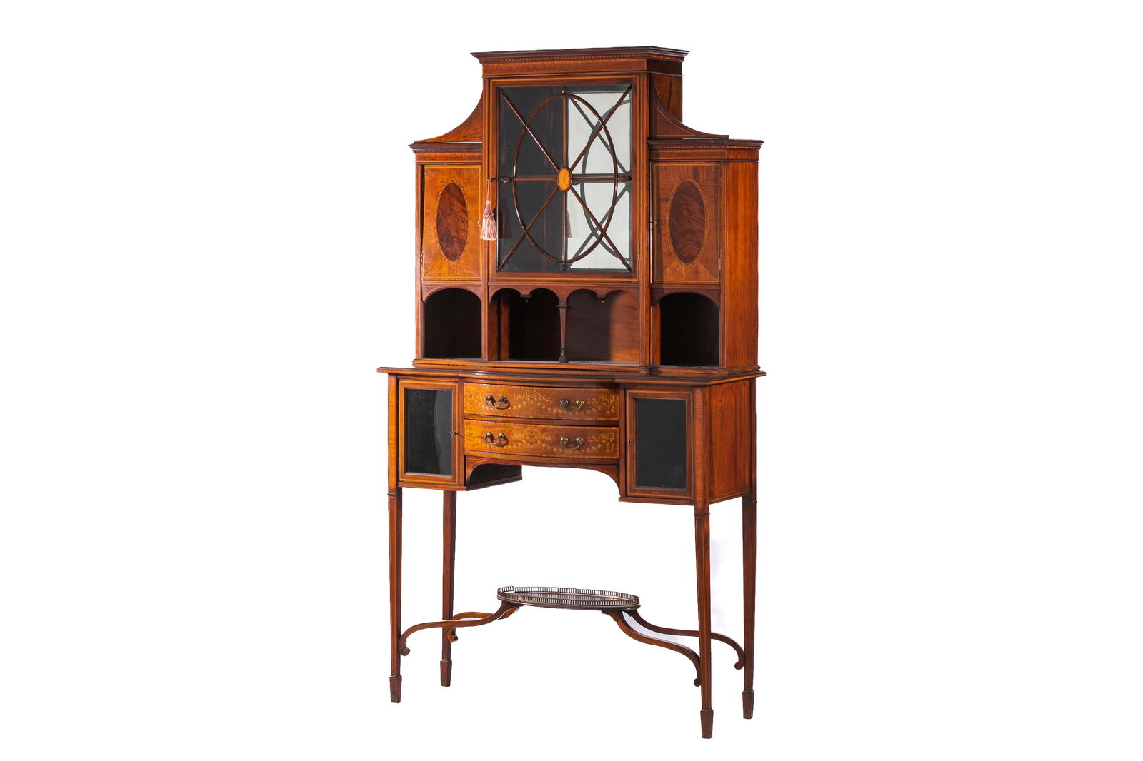 EDWARDIAN MAHOGANY & SATINWOOD VITRINE (1 of 5)