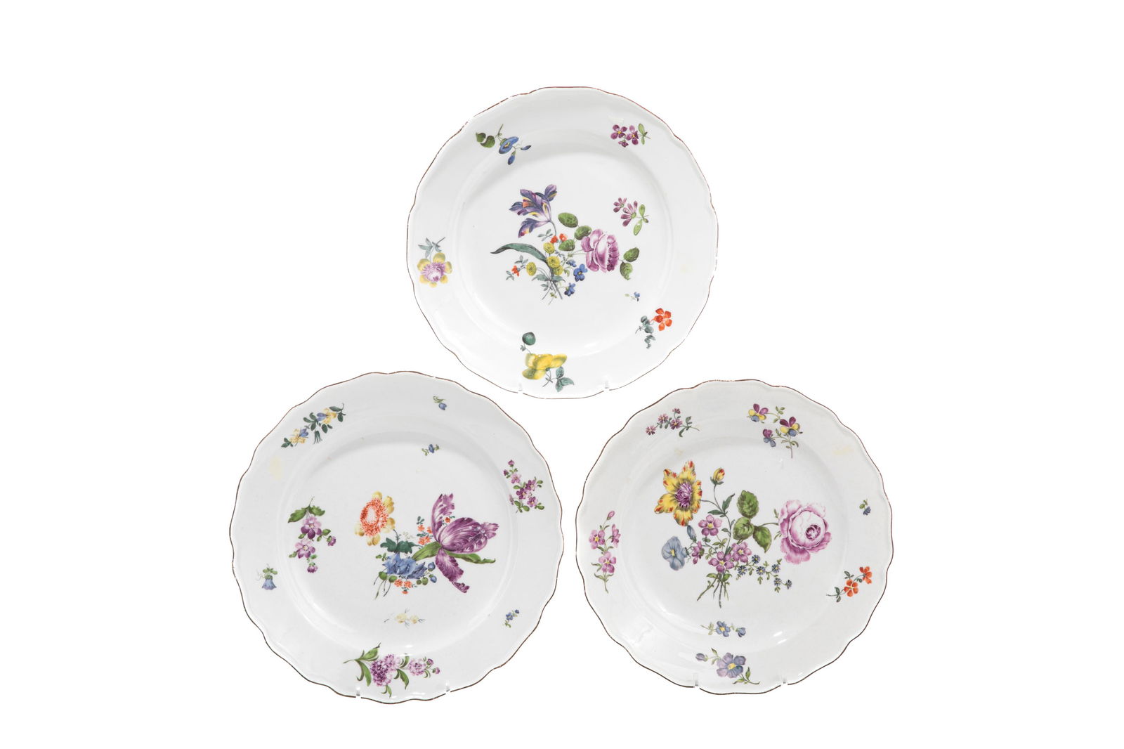 THREE 18th C MEISSEN PORCELAIN PLATES (1 of 4)