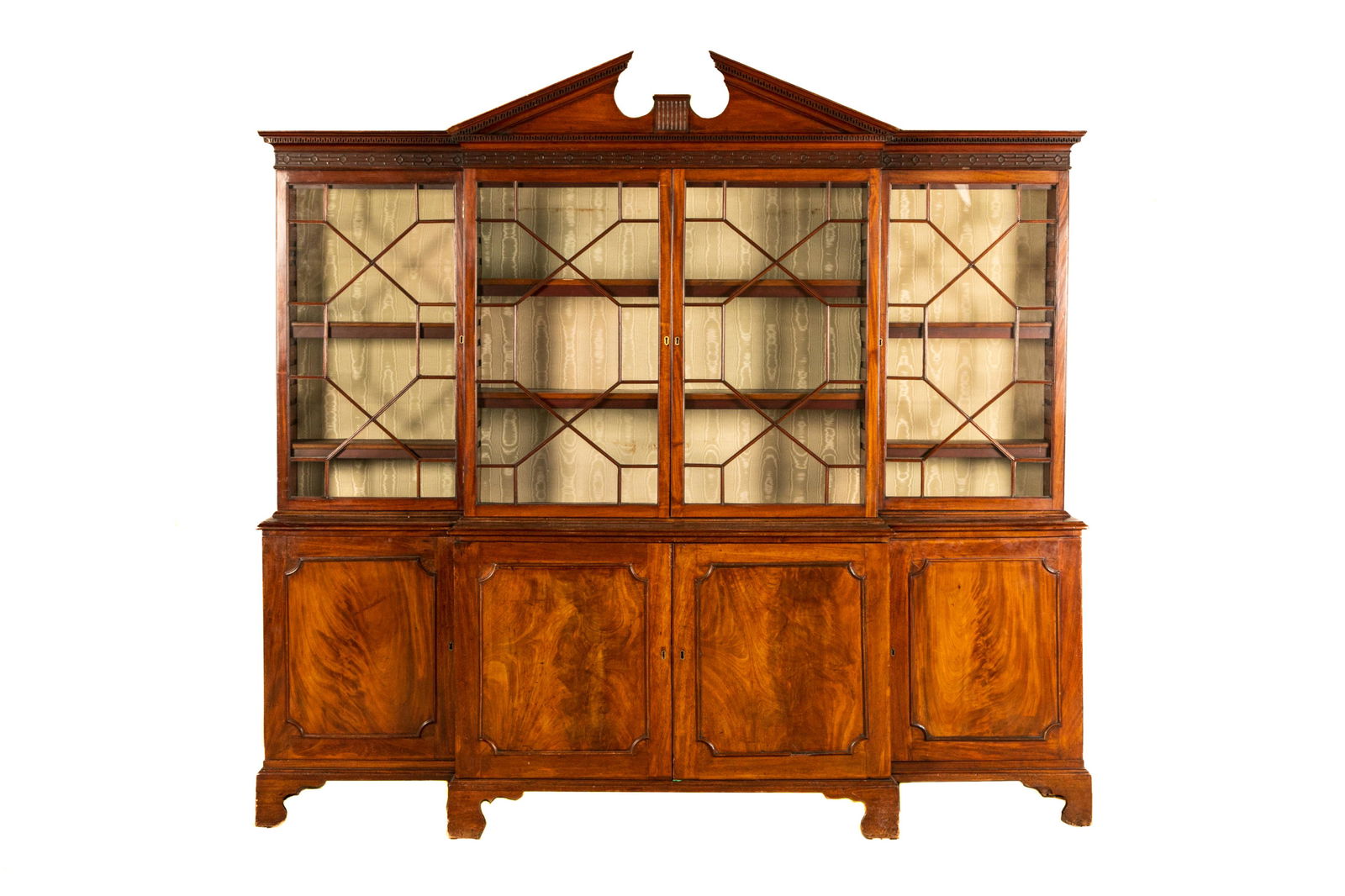 GEORGE III ENGLISH MAHOGANY BREAKFRONT BOOKCASE (1 of 4)