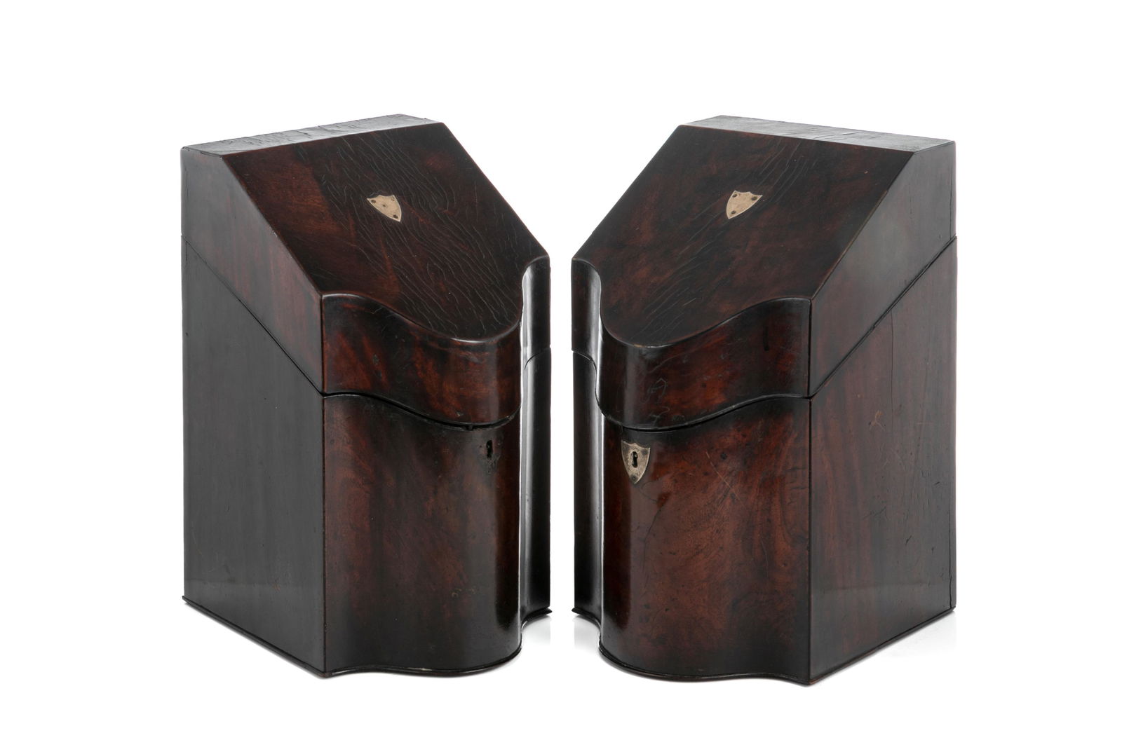 PAIR OF GEORGE III ENGLISH MAHOGANY CUTLERY BOXES (1 of 6)
